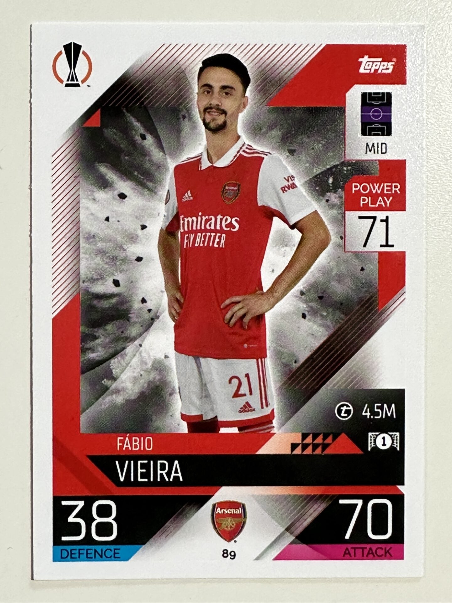 089. Fabio Vieira (Arsenal) &#8211; Topps Match Attax 2022:2023 card