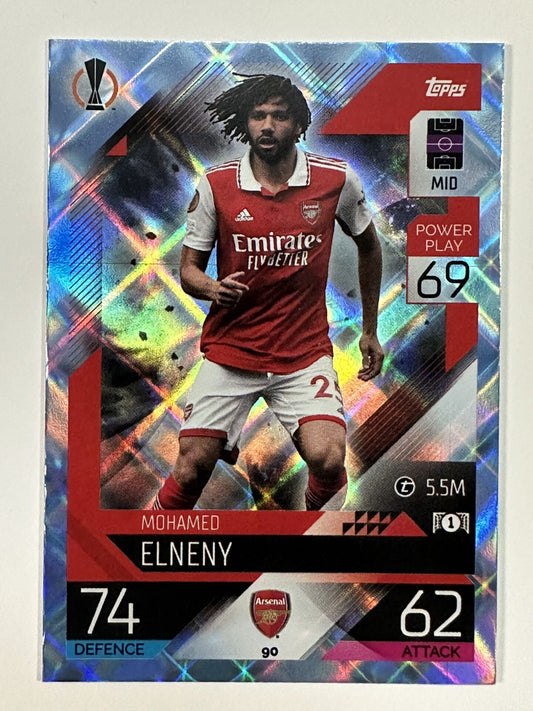 090 Mohamed Elneny Base Crystal Foil Parallel (Arsenal) Topps Match Attax 2022:2023 Card