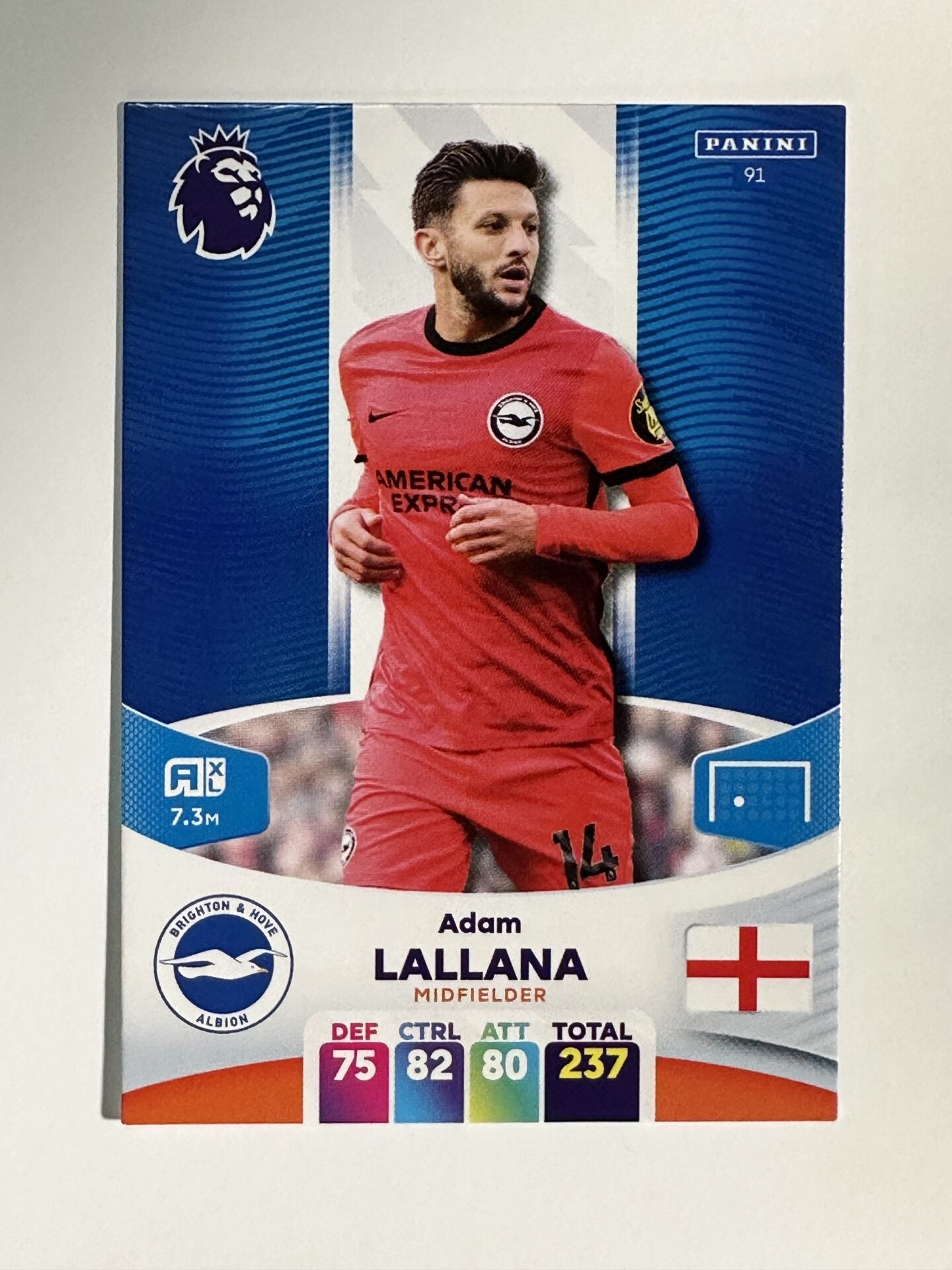 091 Adam Lallana Brighton Base Panini Premier League Adrenalyn XL 2024 Card