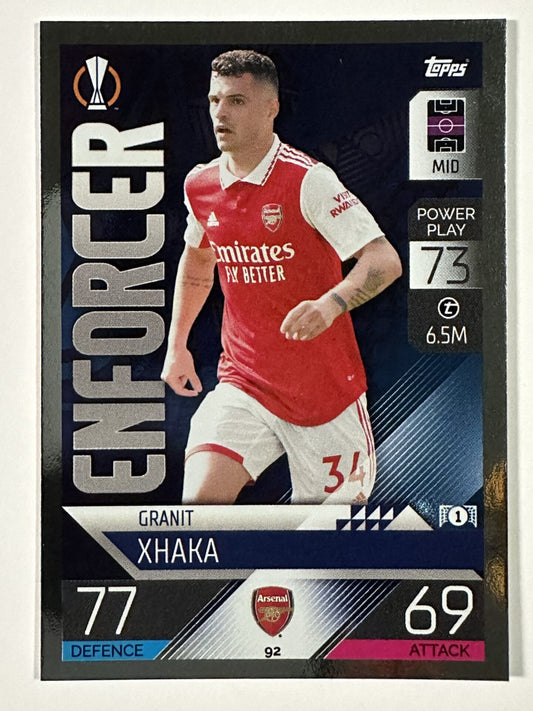 092 Granit Xhaka Enforcer (Arsenal) Topps Match Attax 2022:2023 Card