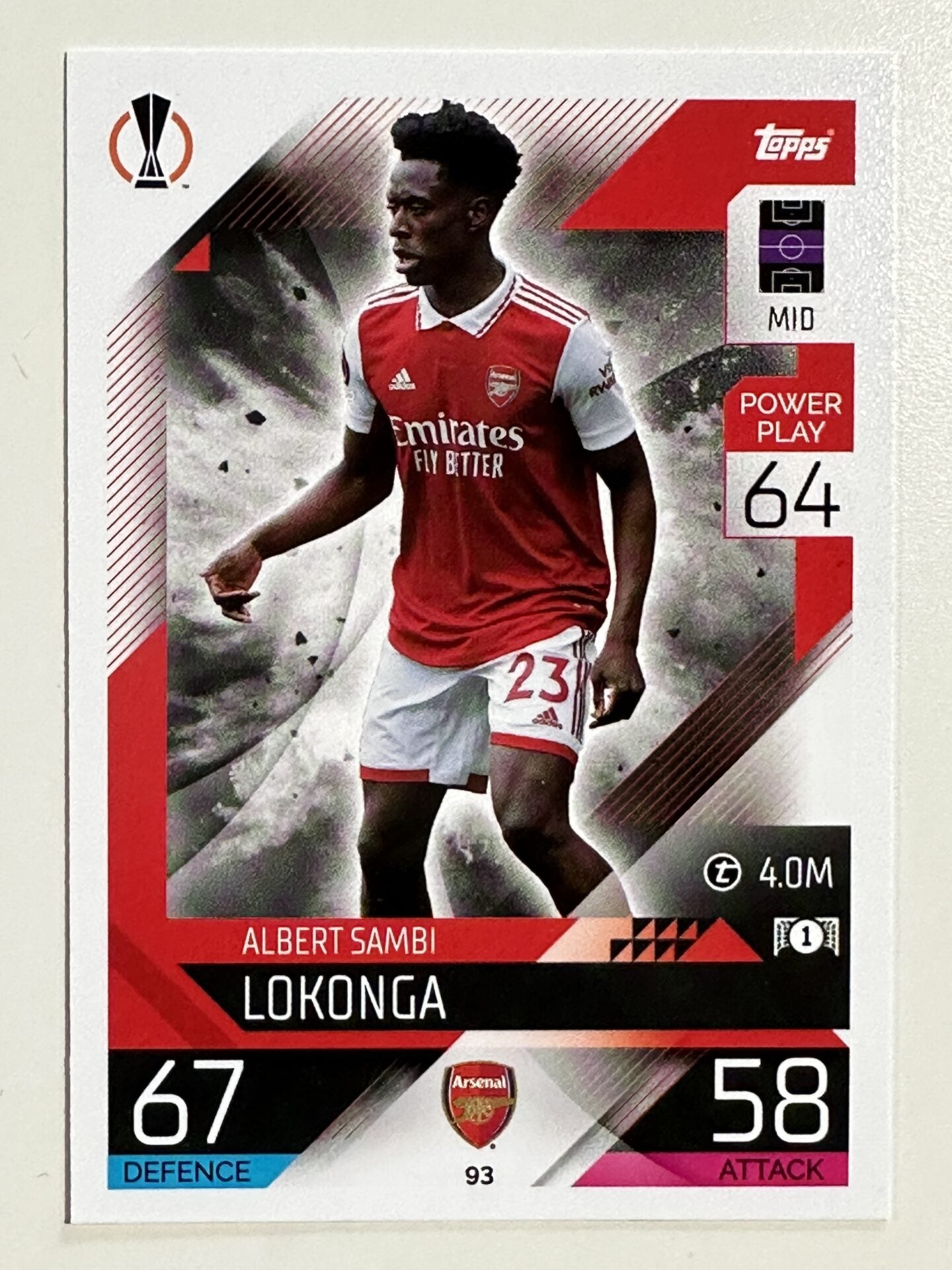 093. Albert Sambi Lokonga (Arsenal) &#8211; Topps Match Attax 2022:2023 card