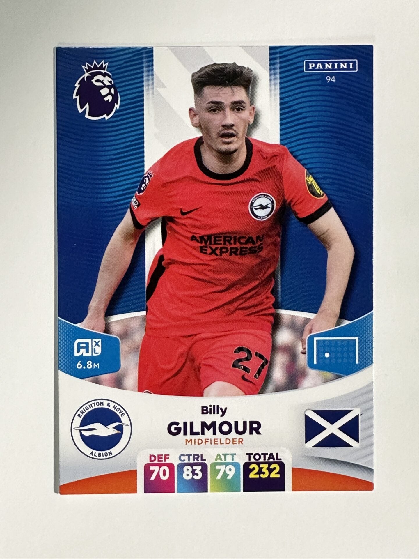 094 Billy Gilmour Brighton Base Panini Premier League Adrenalyn XL 2024 Card