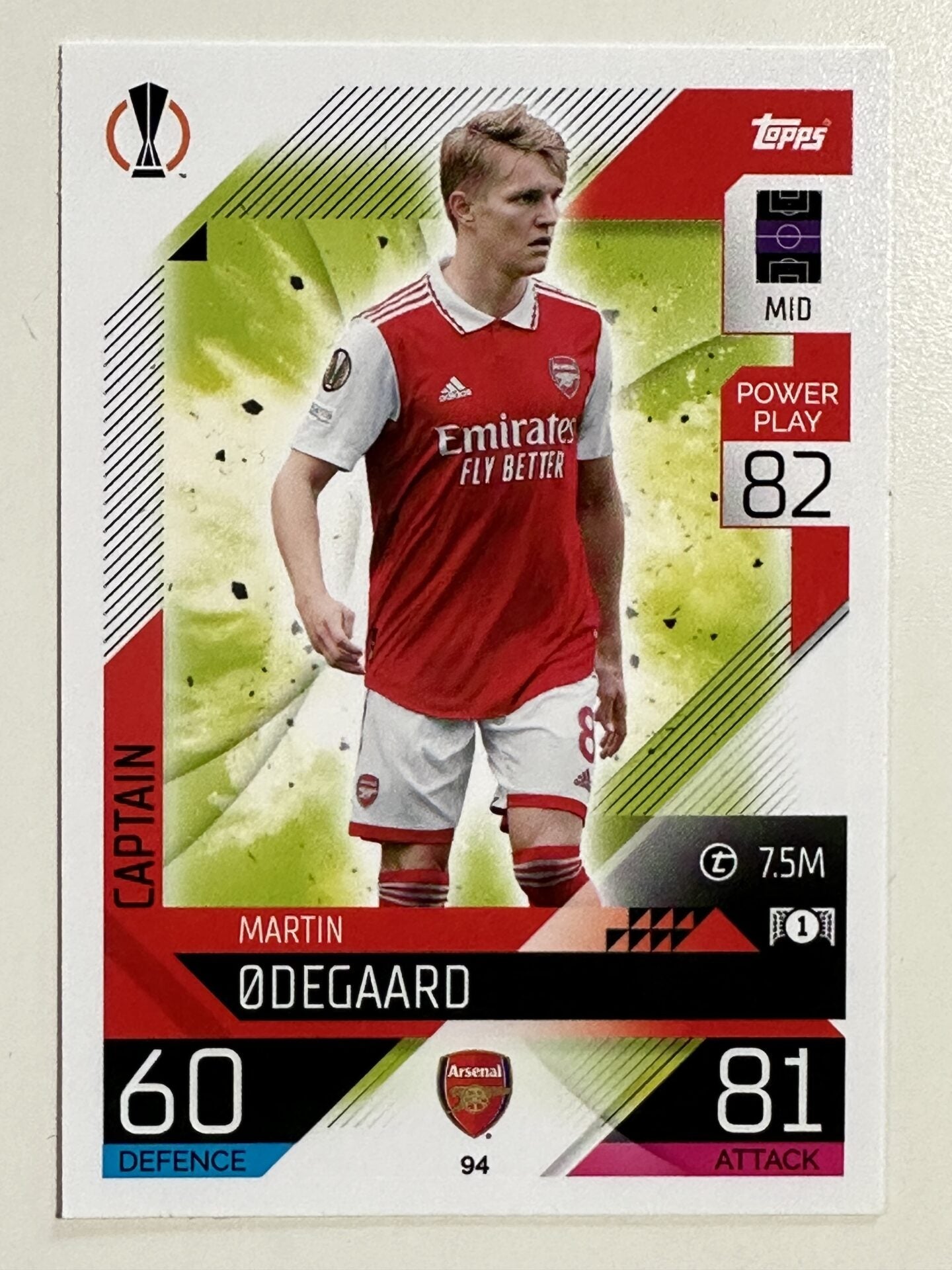 094. Martin Ødegaard (Arsenal) &#8211; Captain &#8211; Topps Match Attax 2022:2023 card