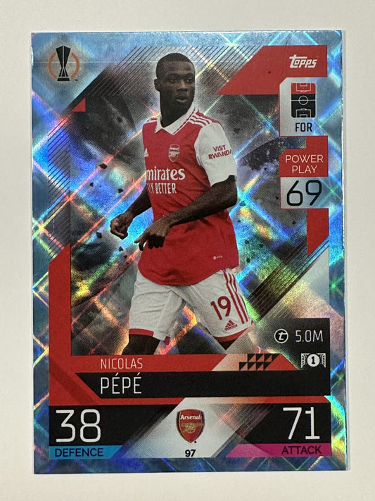 097 Nicolas Pépé Base Crystal Foil Parallel (Arsenal) Topps Match Attax 2022:2023 Card