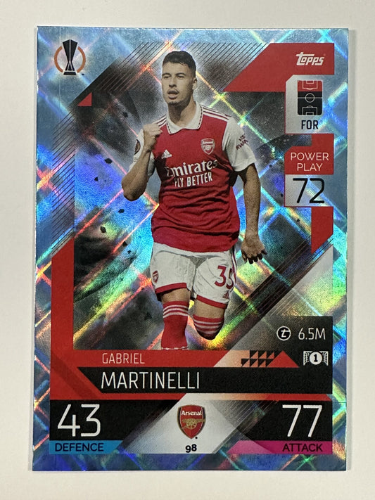 098 Gabriel Martinelli Base Crystal Foil Parallel (Arsenal) Topps Match Attax 2022:2023 Card