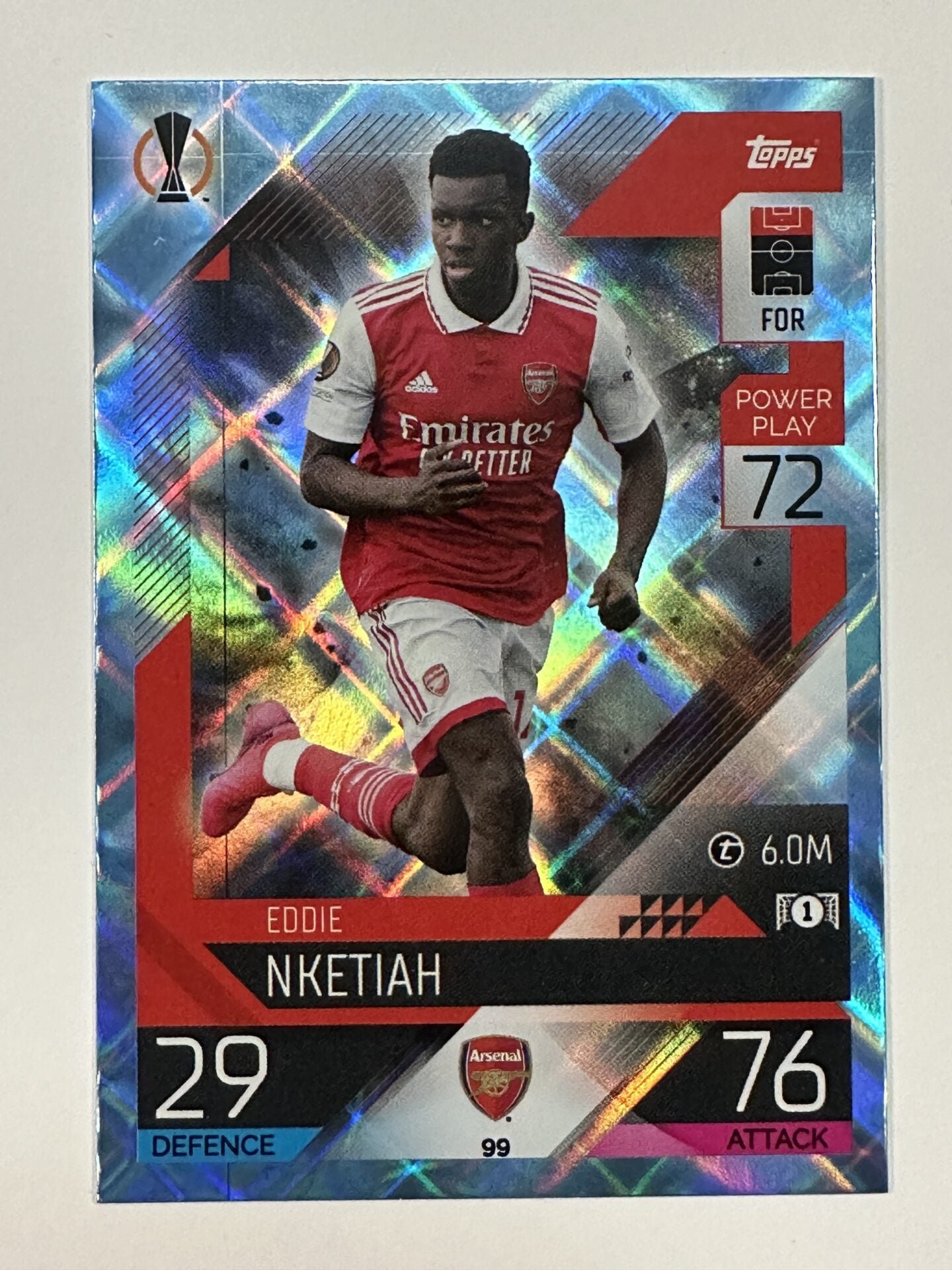 099 Eddie Nketiah Base Crystal Foil Parallel (Arsenal) Topps Match Attax 2022:2023 Card