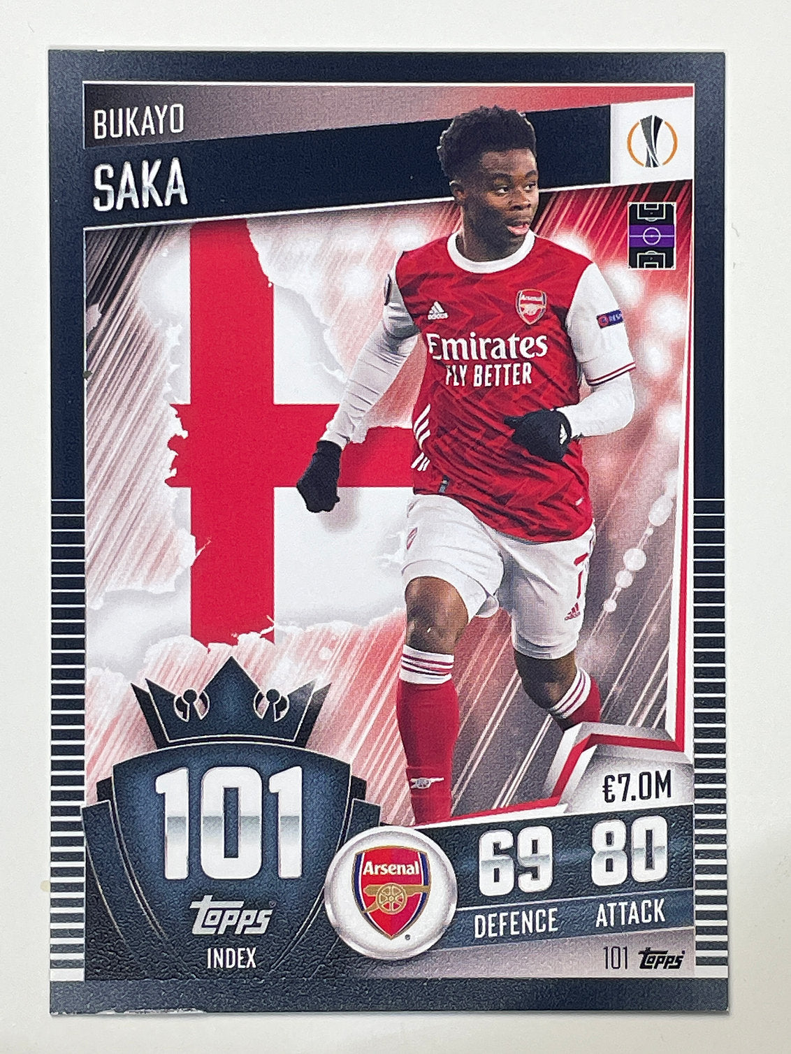 101. Bukayo Saka (Arsenal) Football Card &#8211; Match Attax 101 2021 Card