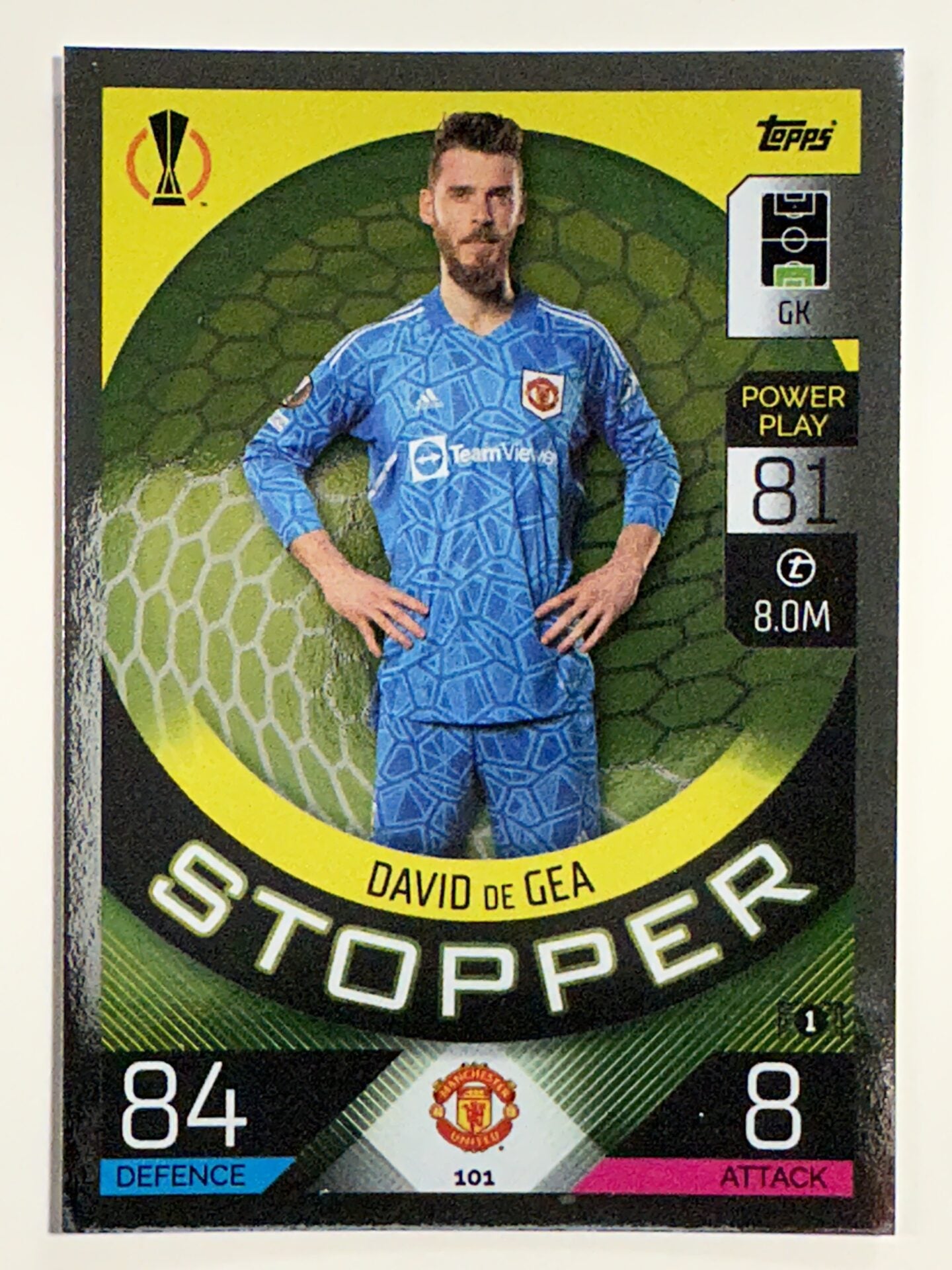 101. David De Gea (Manchester United) &#8211; Stopper &#8211; Topps Match Attax 2022:2023 card