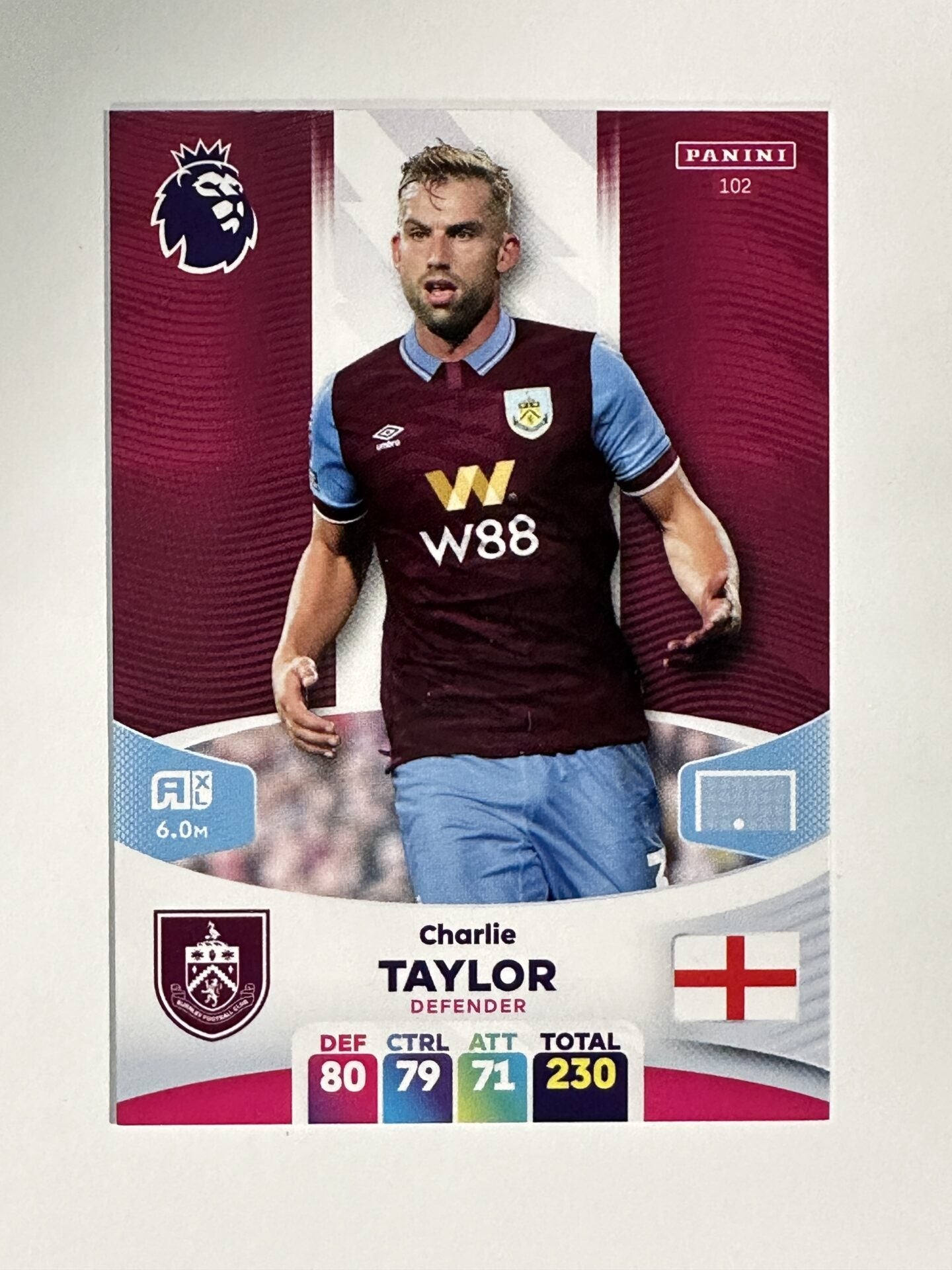 102 Charlie Taylor Burnley Base Panini Premier League Adrenalyn XL 2024 Card