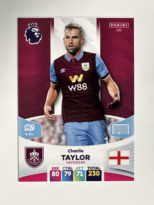 102 Charlie Taylor Burnley Base Panini Premier League Adrenalyn XL 2024 Card