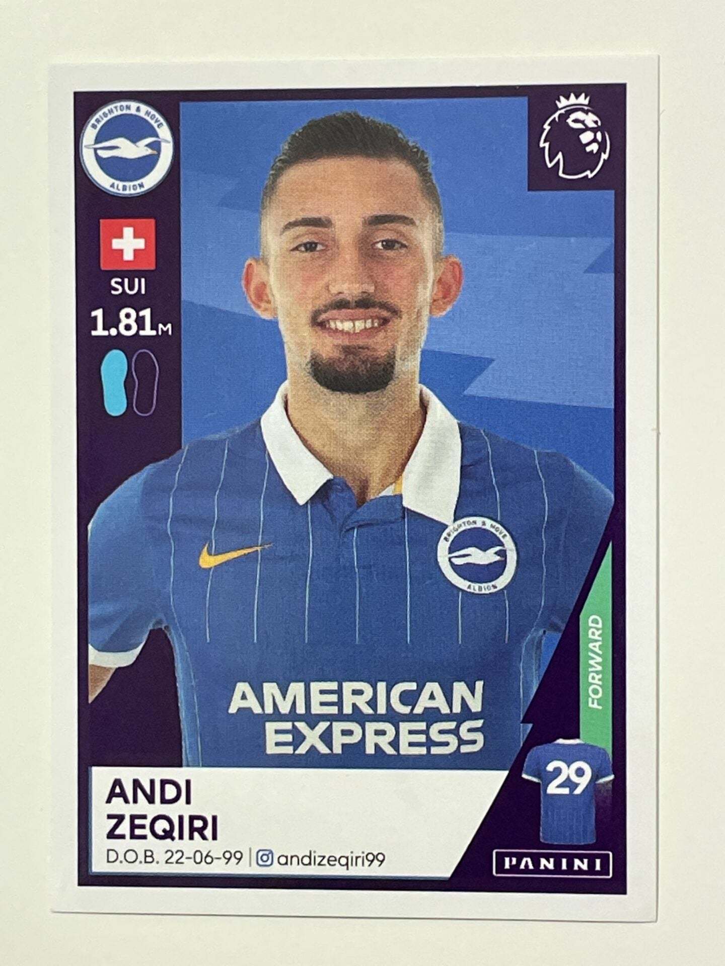 104 Andi Zeqiri Sticker Brighton Premier League 2021 Football Sticker