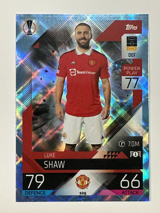 105 Luke Shaw Base Crystal Foil Parallel (Manchester United) Topps Match Attax 2022:2023 Card