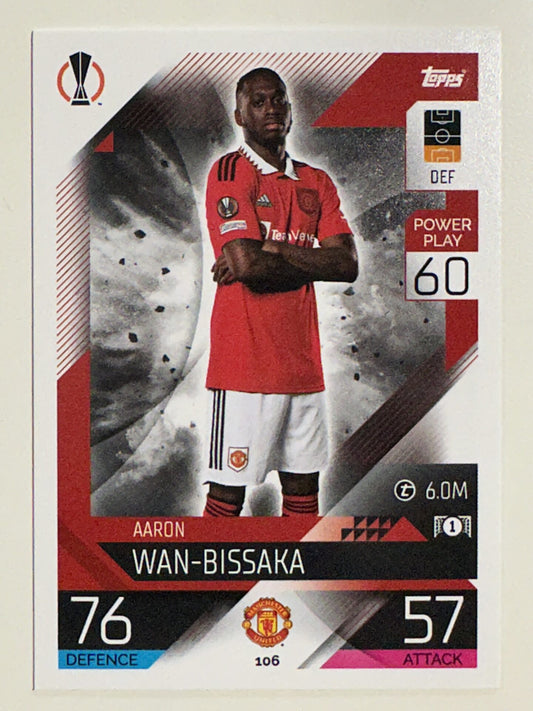 106. Aaron Wan-Bissaka (Manchester United) &#8211; Topps Match Attax 2022:2023 card