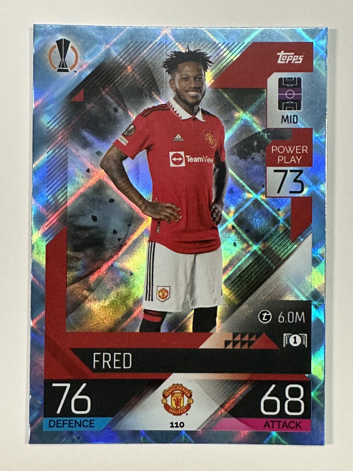 110 Fred Base Crystal Foil Parallel (Manchester United) Topps Match Attax 2022:2023 Card