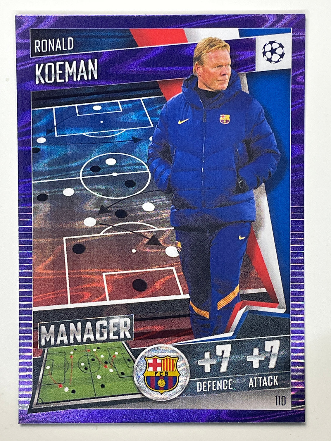 110. Ronald Koeman (FC Barcelona) Football Card &#8211; Purple Parallel Match Attax 101 2021 Card