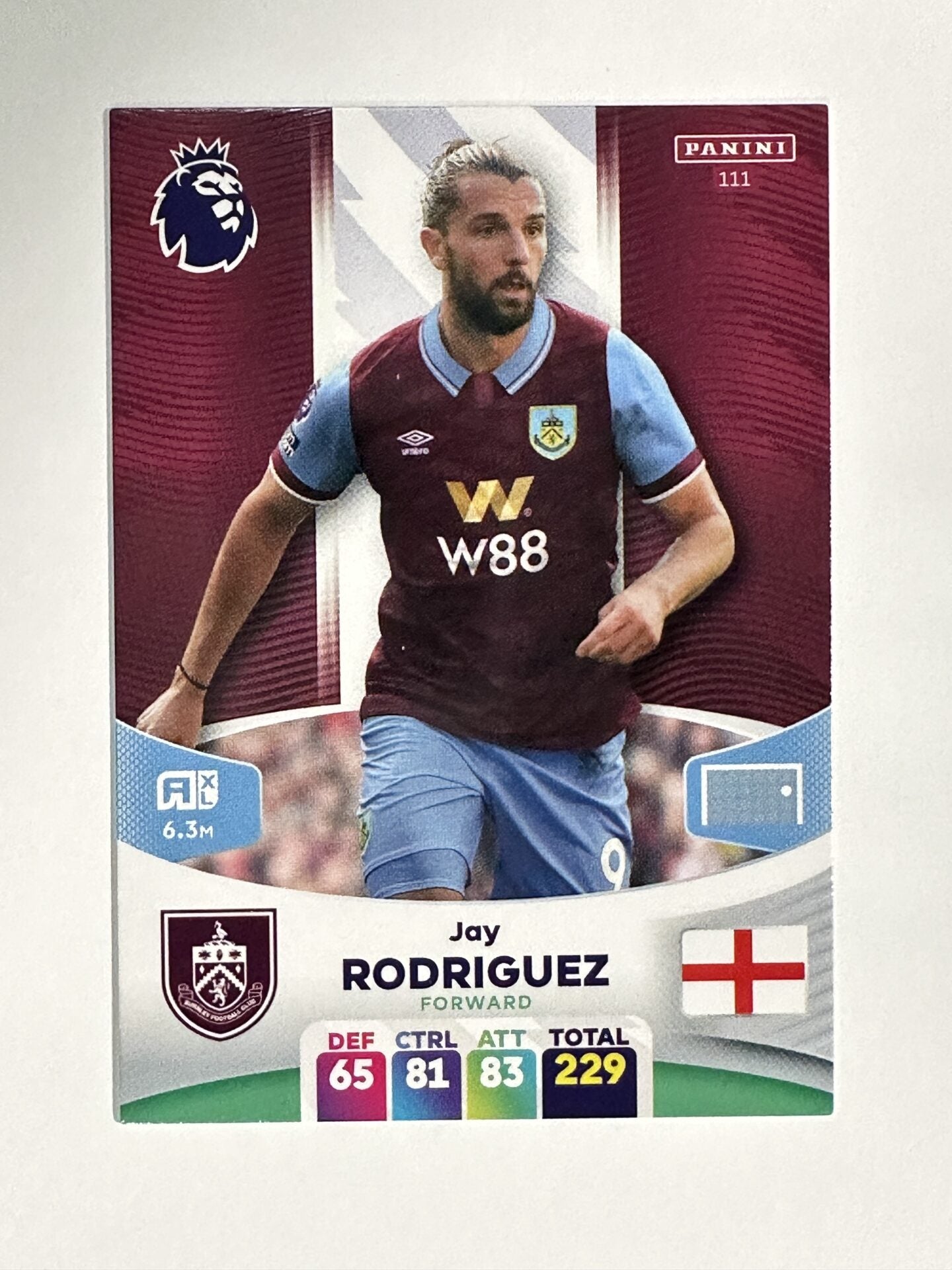 111 Jay Rodriguez Burnley Base Panini Premier League Adrenalyn XL 2024 Card