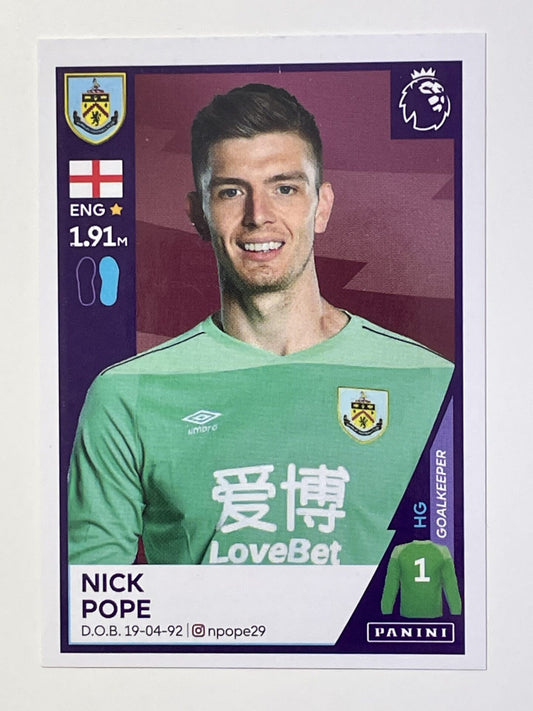 111 Nick Pope Sticker Burnley Premier League 2021 Football Sticker