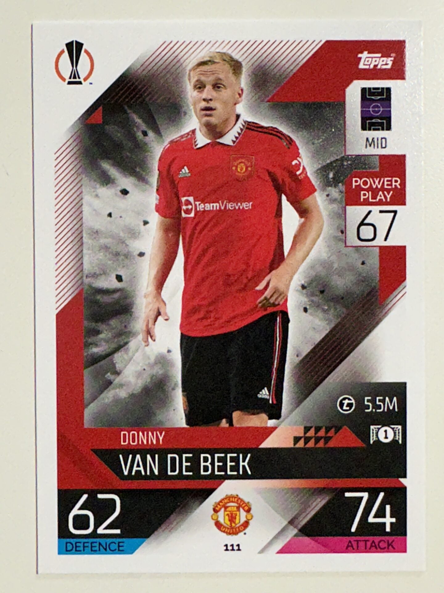 111. Donny van de Beek (Manchester United) &#8211; Topps Match Attax 2022:2023 card