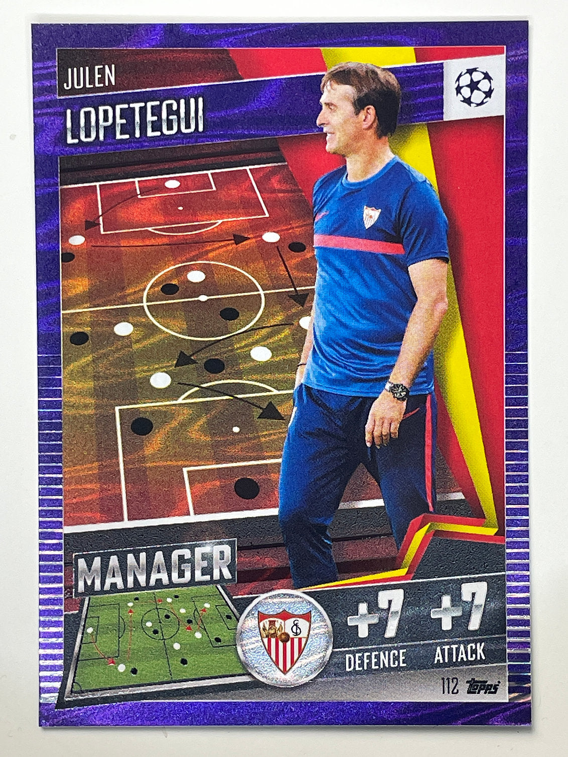 112. Julen Lopetegui (Sevilla FC) Football Card &#8211; Purple Parallel Match Attax 101 2021 Card