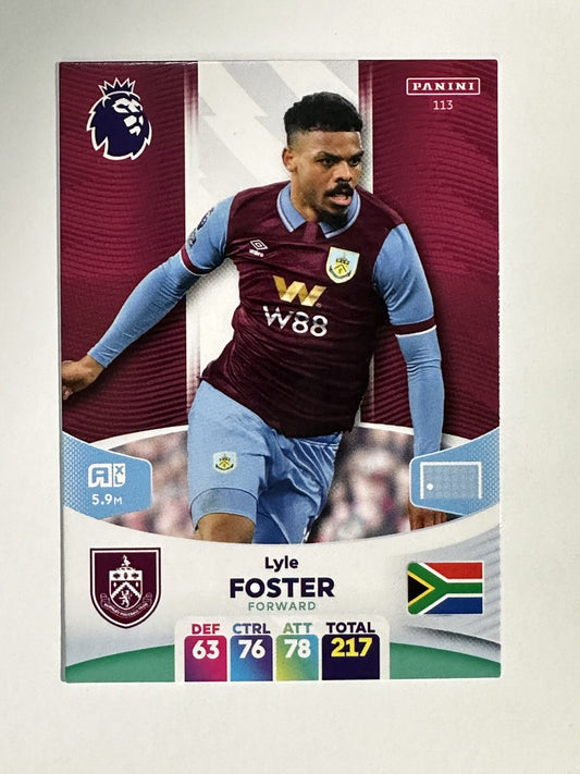 113 Lyle Foster Burnley Base Panini Premier League Adrenalyn XL 2024 Card