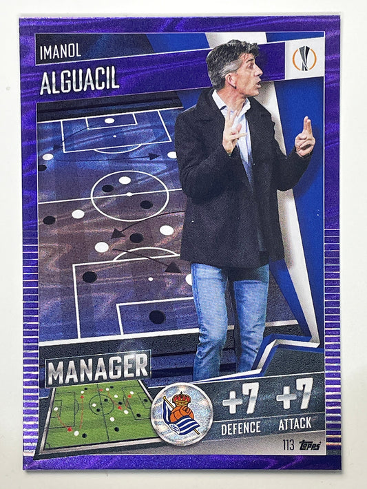 113. Imanol Alguacil (Real Sociedad) Football Card &#8211; Purple Parallel Match Attax 101 2021 Card