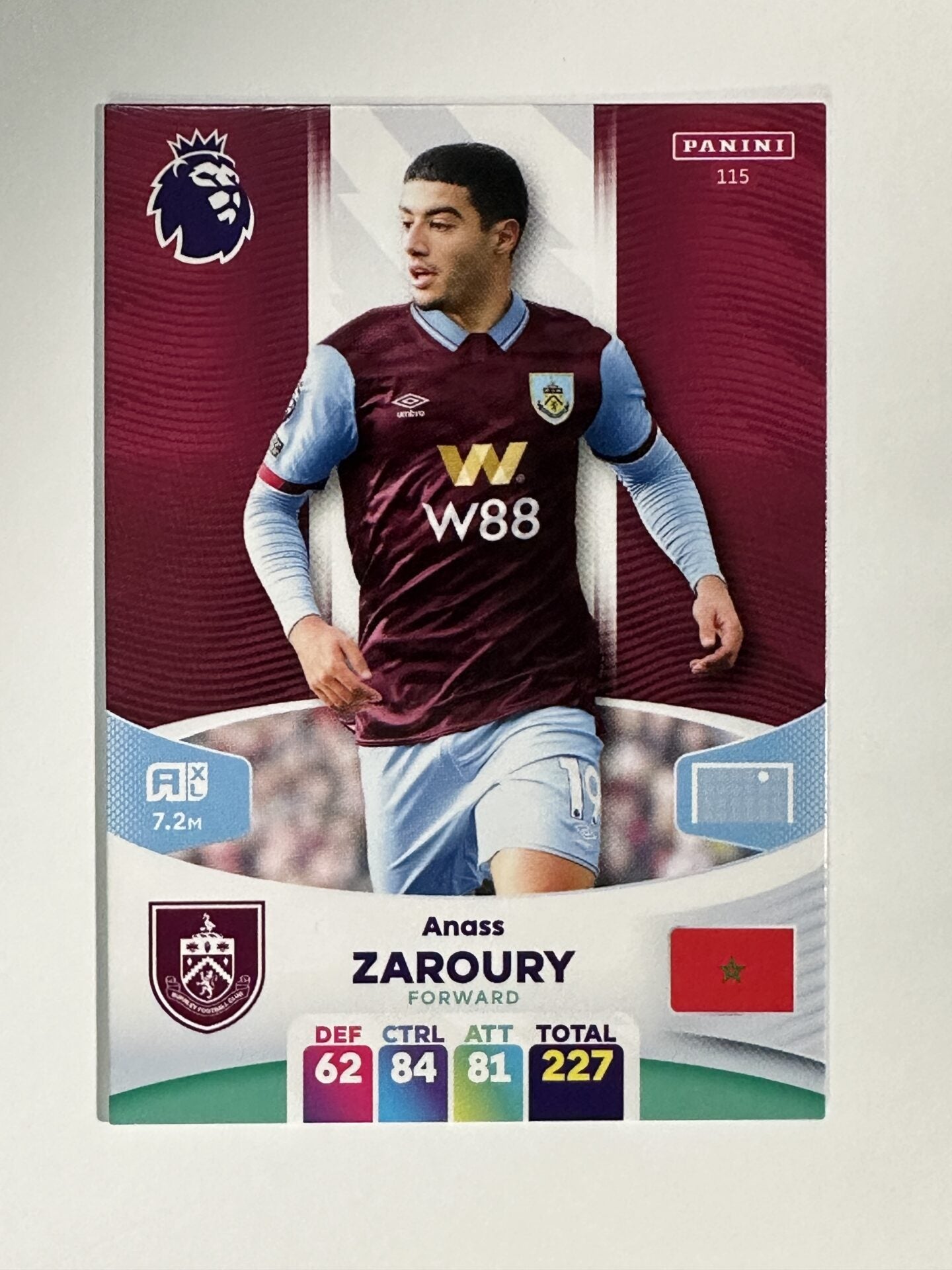 115 Anass Zaroury Burnley Base Panini Premier League Adrenalyn XL 2024 Card