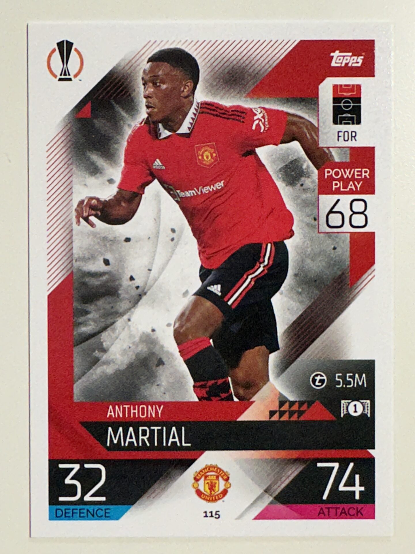 115. Anthony Martial (Manchester United) &#8211; Topps Match Attax 2022:2023 card