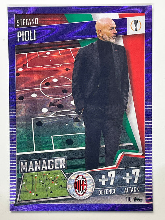 116. Stefano Pioli (AC Milan) Football Card &#8211; Purple Parallel Match Attax 101 2021 Card