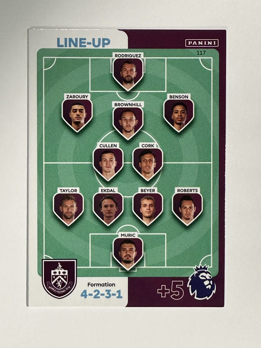 117 Lineup Burnley Base Panini Premier League Adrenalyn XL 2024 Card