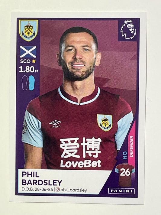 119 Phil Bardsley Sticker Burnley Premier League 2021 Football Sticker