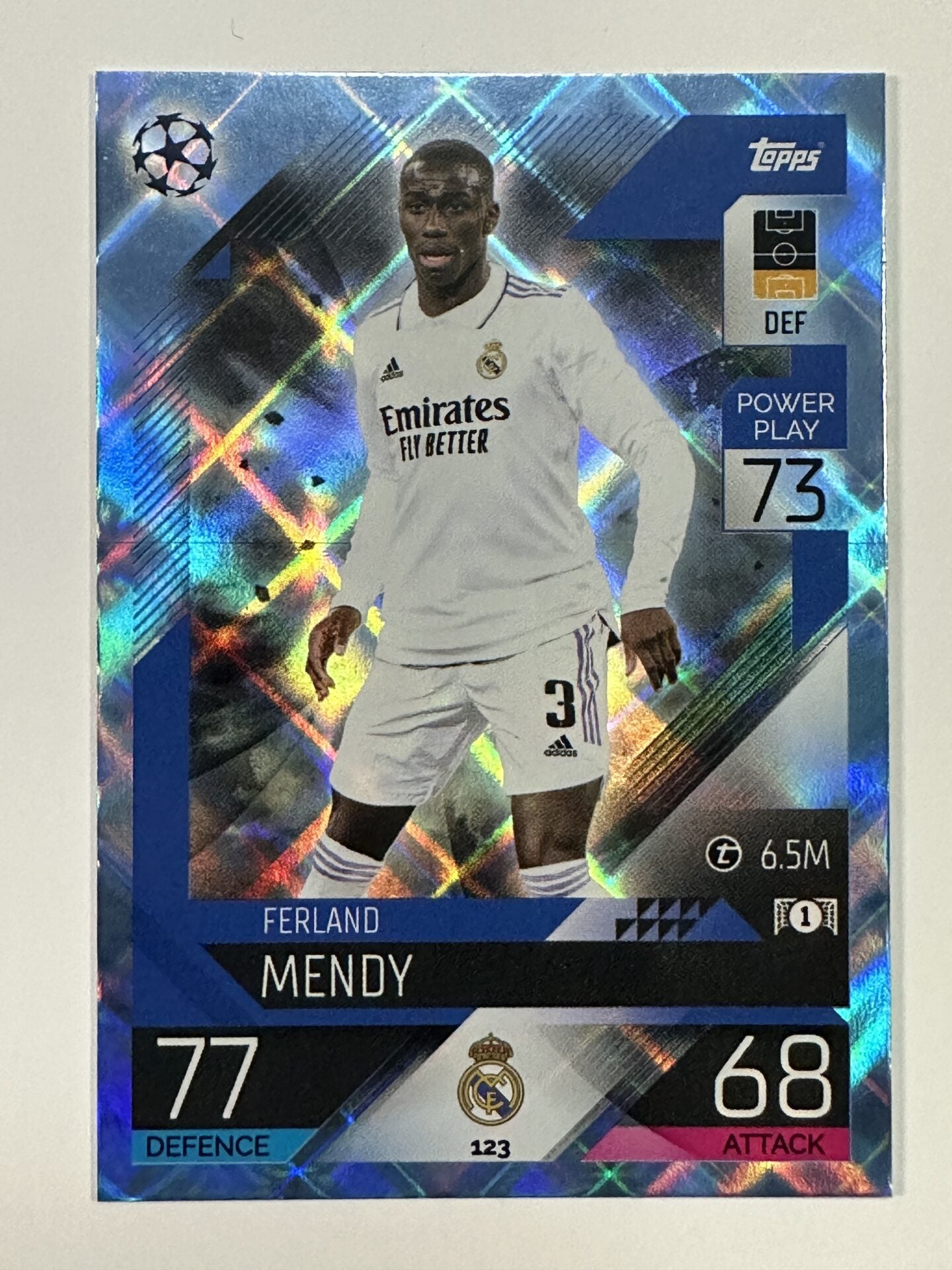 123 Ferland Mendy Base Crystal Foil Parallel (Real Madrid) Topps Match Attax 2022:2023 Card