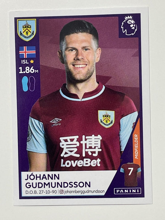 124 Johann Gudmundsson Sticker Burnley Premier League 2021 Football Sticker