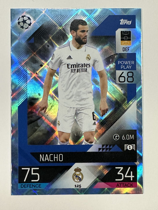 125 Nacho Base Crystal Foil Parallel (Real Madrid) Topps Match Attax 2022:2023 Card