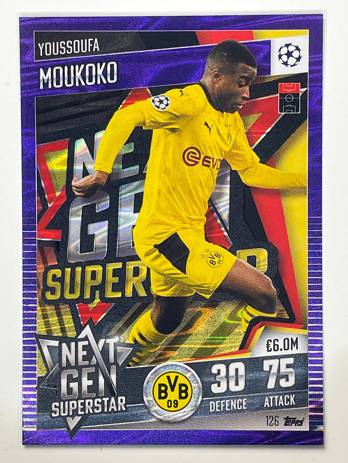 126. Youssoufa Moukoko (Borussia Dortmund) Football Card &#8211; Parallel Match Attax 101 2021 Card