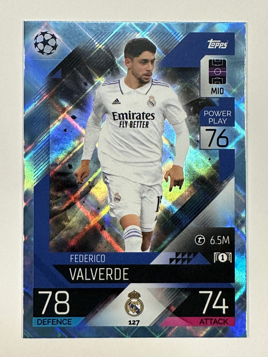 127 Federico Valverde Base Crystal Foil Parallel (Real Madrid) Topps Match Attax 2022:2023 Card