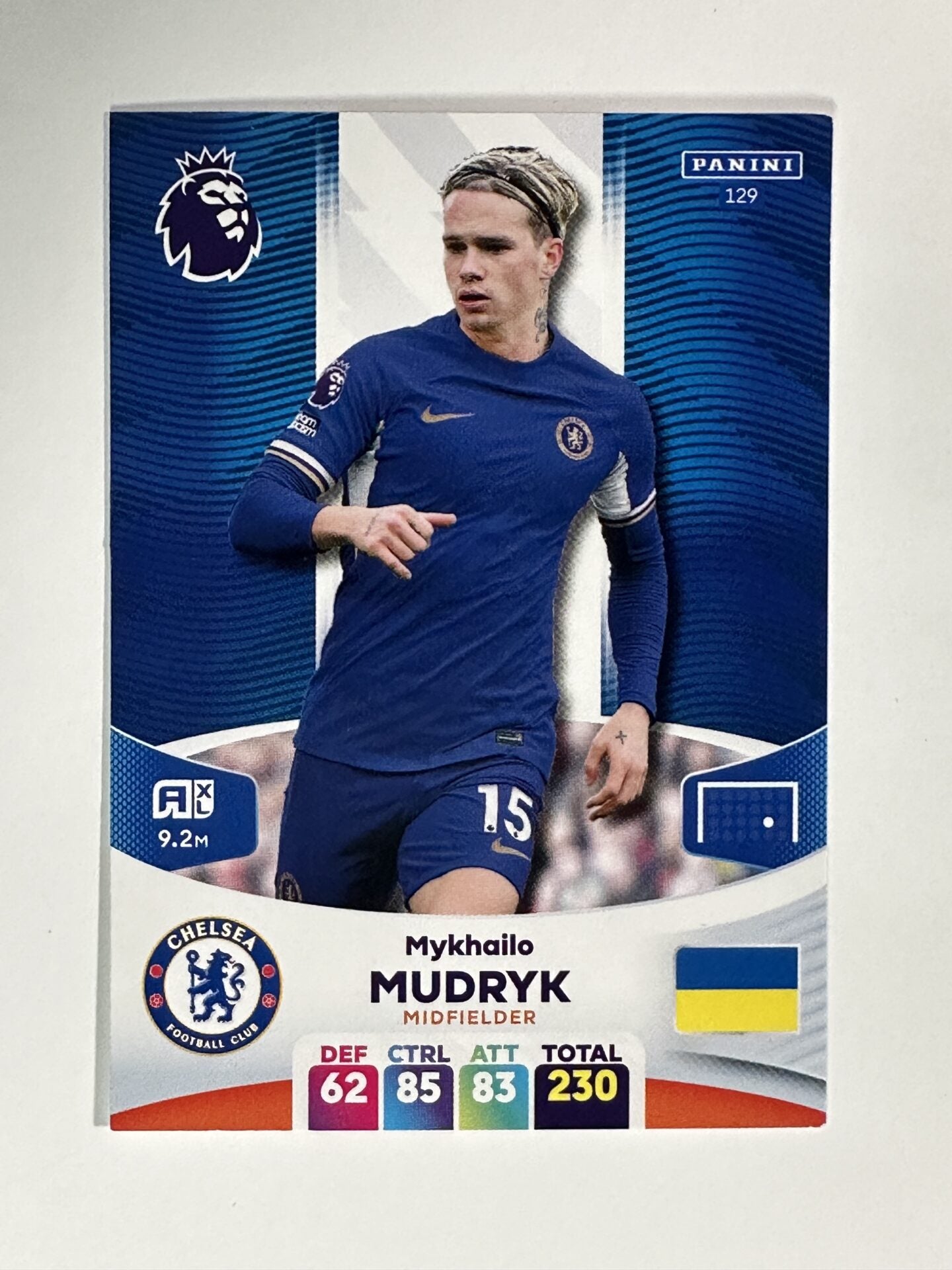 129 Mykhailo Mudryk Chelsea Base Panini Premier League Adrenalyn XL 2024 Card