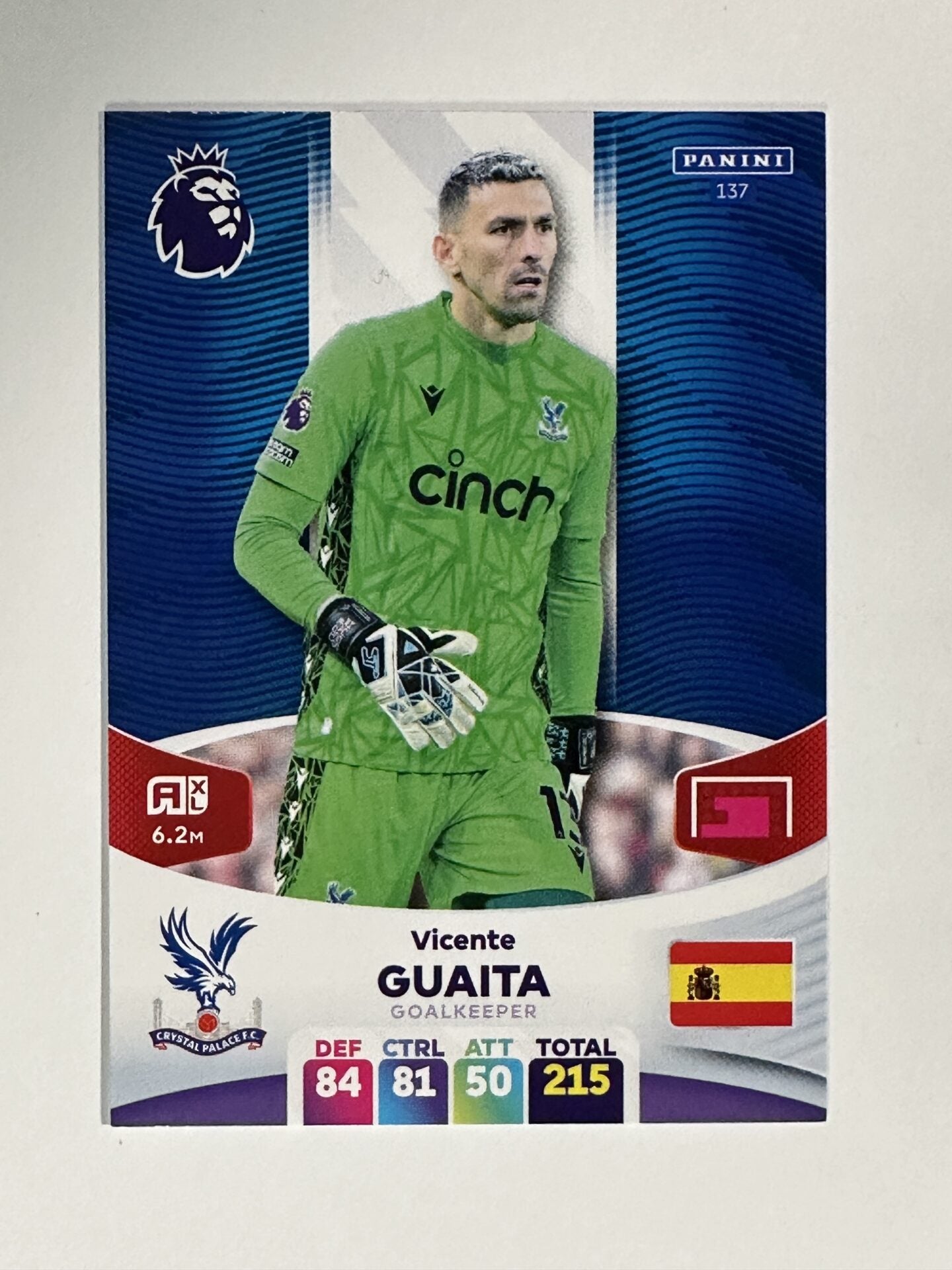 137 Vicente Guaita Crystal Palace Base Panini Premier League Adrenalyn XL 2024 Card