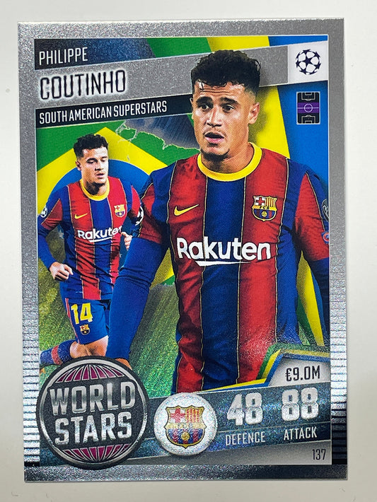 137. Philippe Coutinho (FC Barcelona) Football Card &#8211; Match Attax 101 2021 Card