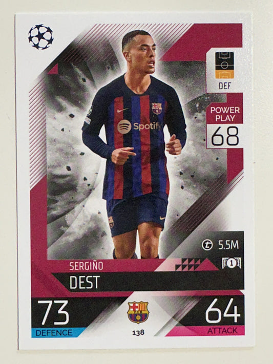 138. Sergiño Dest (FC Barcelona) &#8211; Topps Match Attax 2022:2023 card