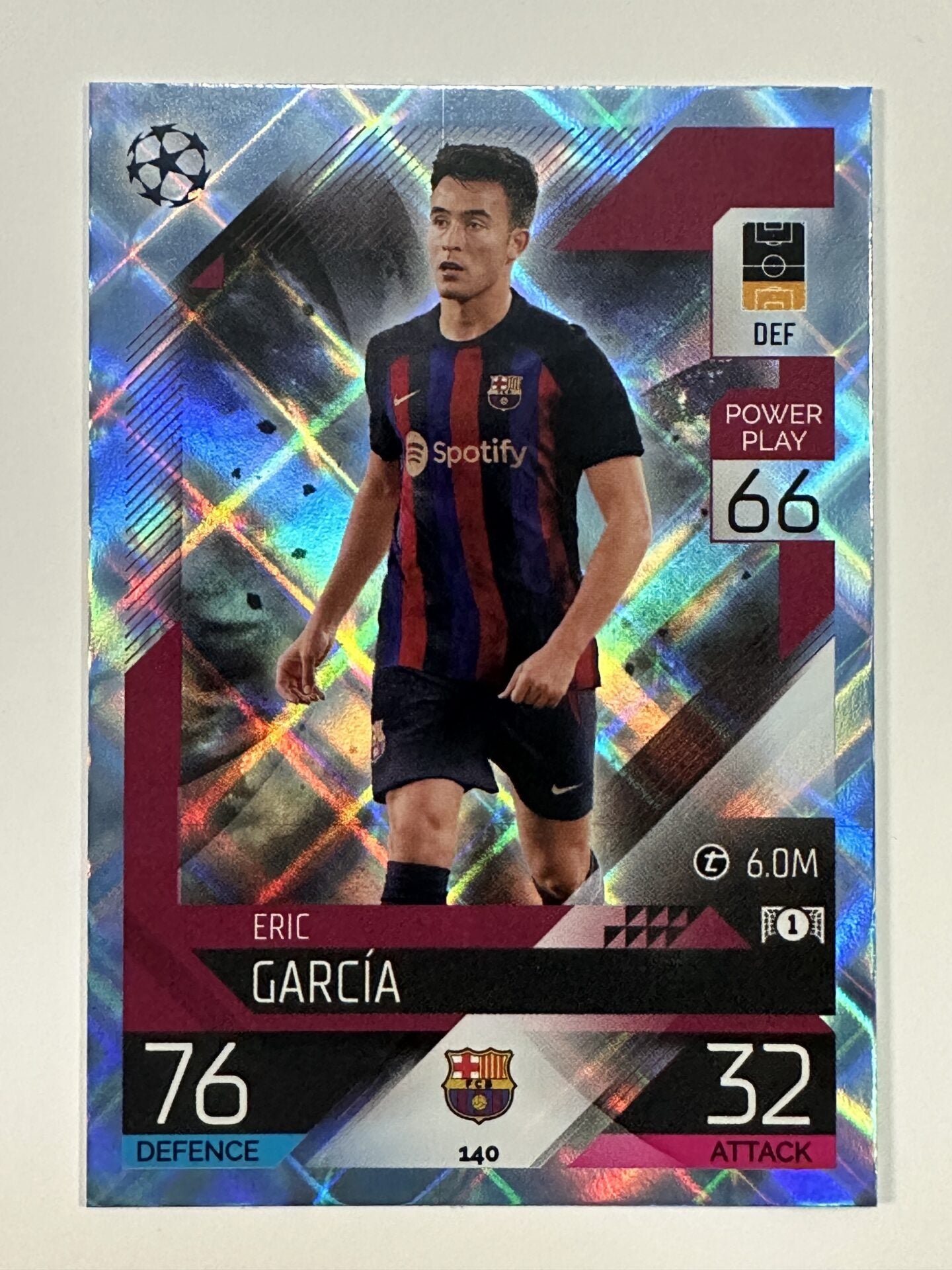 140 Eric García Base Crystal Foil Parallel (Barcelona) Topps Match Attax 2022:2023 Card