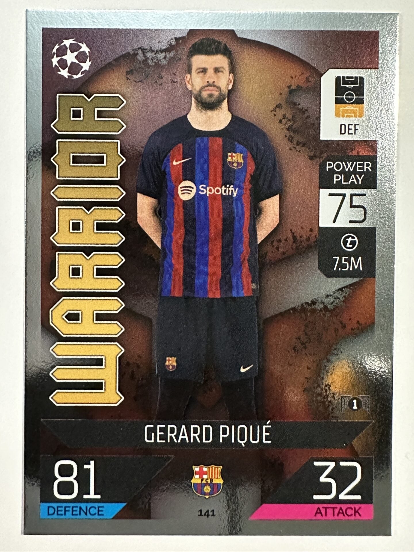 141 Gerard Piqué Warrior (Barcelona) Topps Match Attax 2022:2023 Card