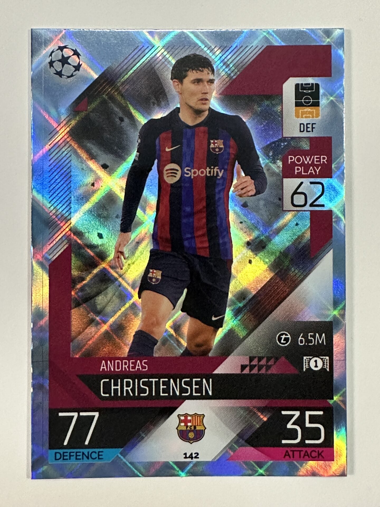 142 Andreas Christensen Base Crystal Foil Parallel (Barcelona) Topps Match Attax 2022:2023 Card