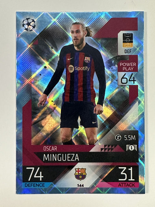 144 Óscar Mingueza Base Crystal Foil Parallel (Barcelona) Topps Match Attax 2022:2023 Card