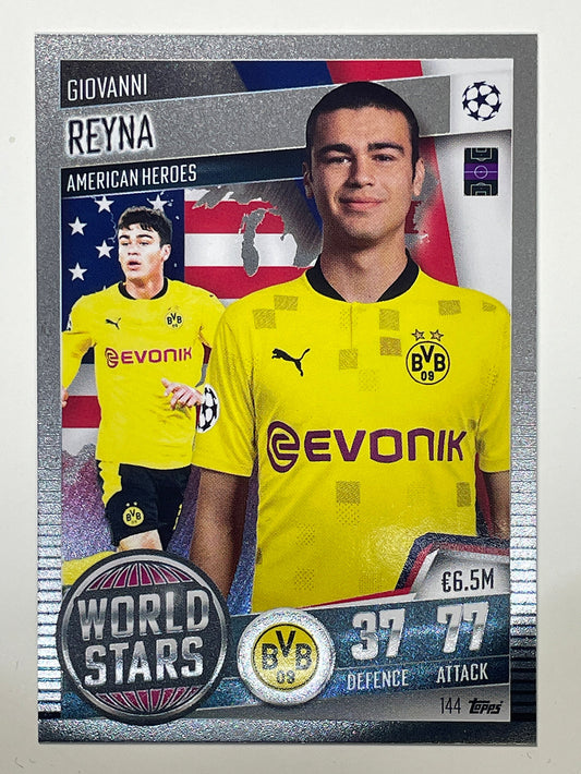 144. Giovanni Reyna (Borussia Dortmund) Football Card &#8211; Match Attax 101 2021 Card