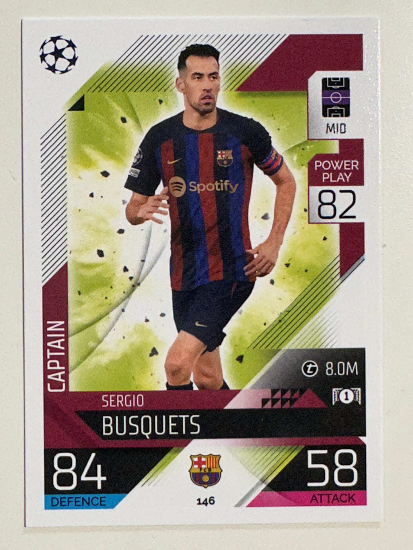 146. Sergio Busquets (FC Barcelona) &#8211; Captain &#8211; Topps Match Attax 2022:2023 card