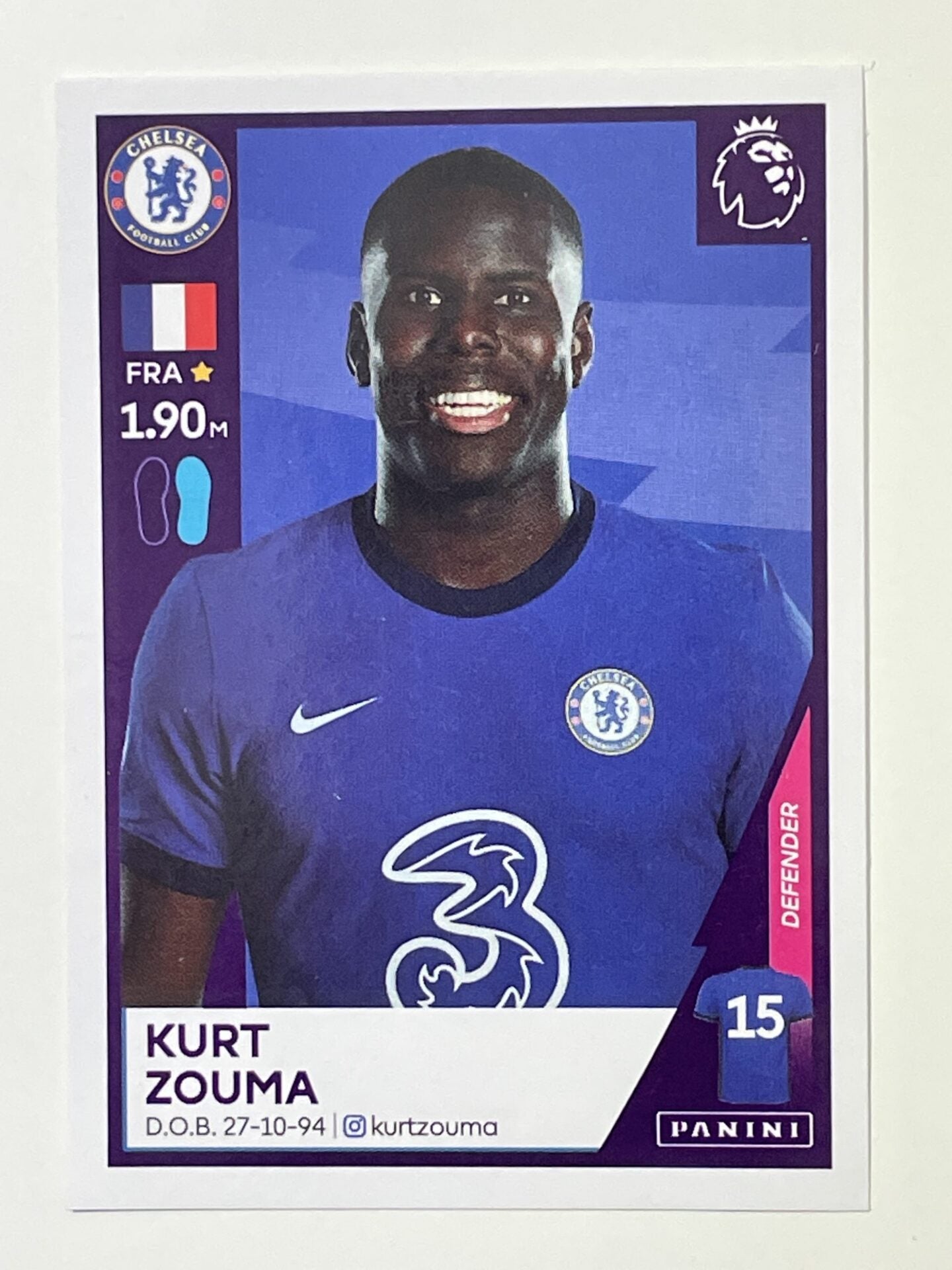 147 Kurt Zouma Sticker Chelsea Premier League 2021 Football Sticker