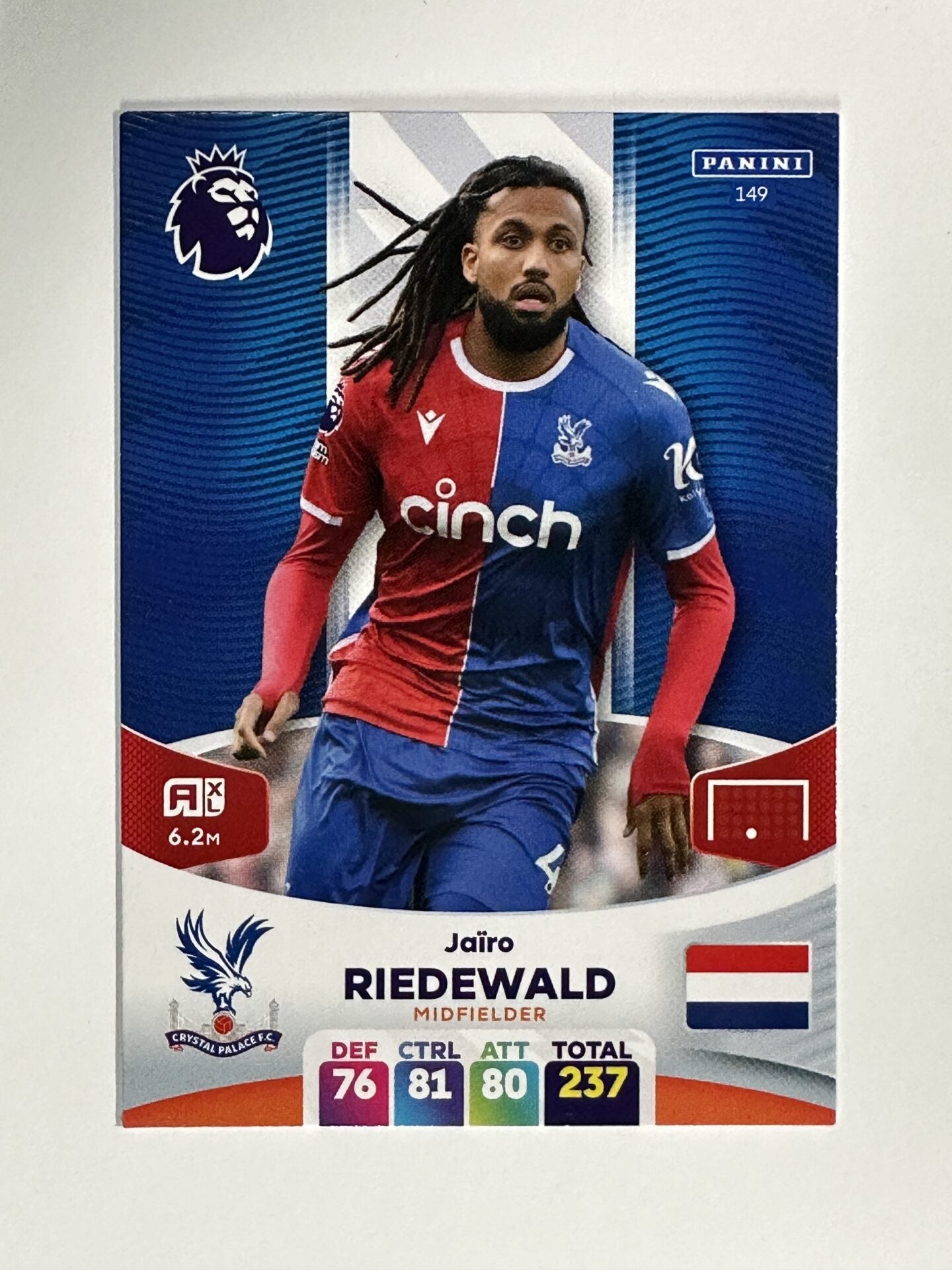 149 Jairo Riedewald Crystal Palace Base Panini Premier League Adrenalyn XL 2024 Card