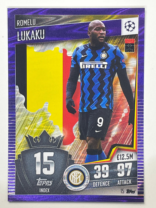 15. Romelu Lukaku (Internazionale Milano) Football Card &#8211; Parallel Match Attax 101 2021 Card