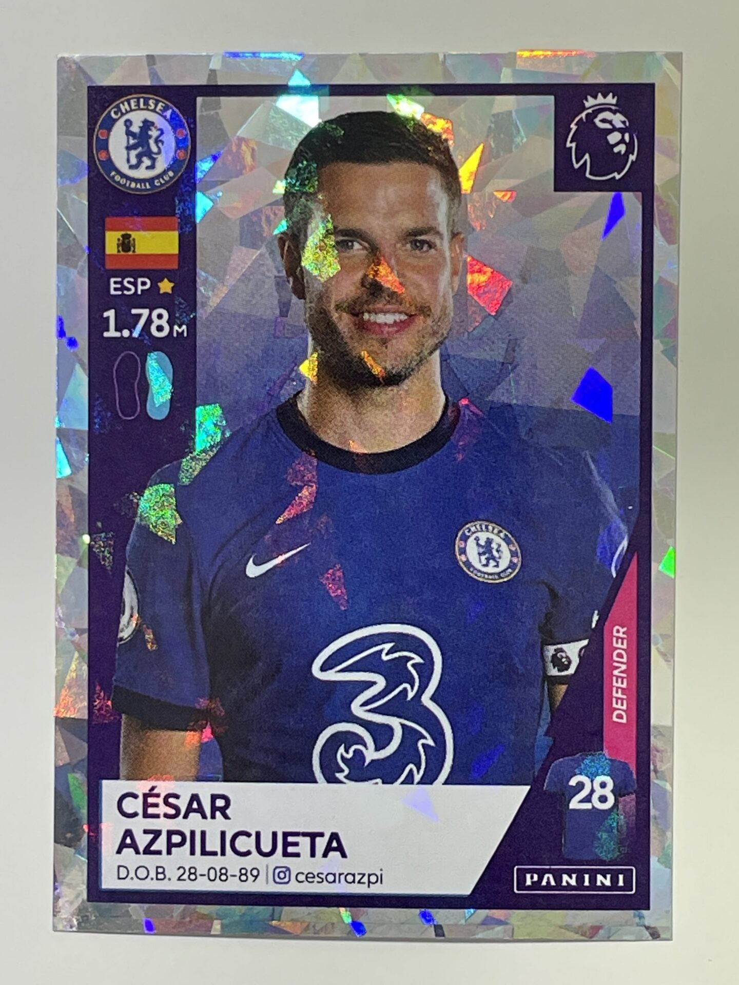 150 Cesar Azpilicueta Shiny Sticker Chelsea Premier League 2021 Football Sticker