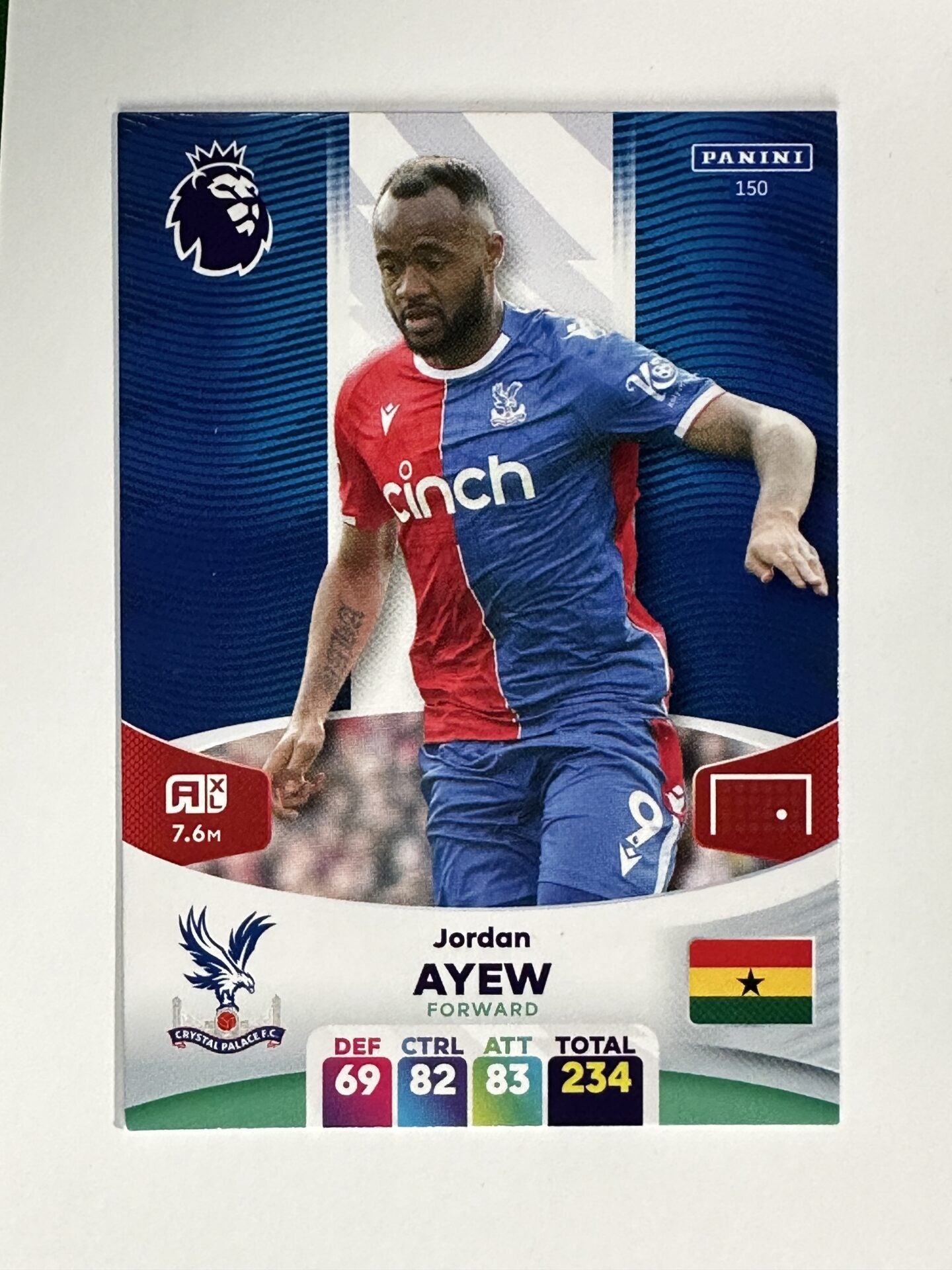 150 Jordan Ayew Crystal Palace Base Panini Premier League Adrenalyn XL 2024 Card